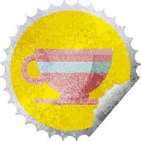 Kaffeetasse grafische Vektorillustration runder Aufkleberstempel vektor