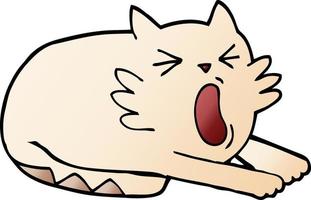 Vektor-Gradient-Illustration Gähnende Katze der Karikatur vektor