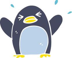 Flat Color Illustration Cartoon flatternder Pinguin vektor