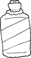 Schwarz-Weiß-Cartoon-Wärmflasche vektor