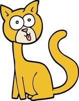 lustige handgezeichnete Cartoon-Katze im Doodle-Stil vektor