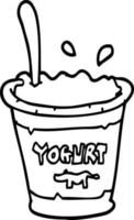 svart och vit tecknad serie yoghurt vektor