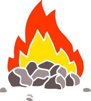 platt Färg illustration tecknad serie brinnande kol vektor