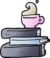Vektor-Gradient-Illustration Cartoon-Bücher und eine Tasse Kaffee vektor