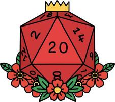 traditionelle Tätowierung eines d20 vektor