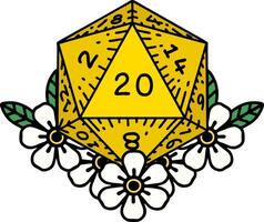 traditionelle Tätowierung eines d20 vektor