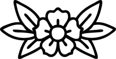 svart linje tatuering av en blomma vektor