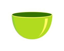 grüne leere Kunststoff- oder Keramikschale isoliert auf weißem Hintergrund. Sauberes Geschirr zum Frühstück oder Abendessen vektor