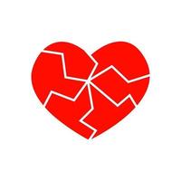 rotes gebrochenes Herz-Symbol. Piktogramm der Medizin für das Herz-Kreislauf-System. Symbol für Herzschmerz, Infarkt, Scheidung, Abschied vektor