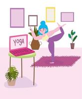Frau macht Yoga zu Hause vektor