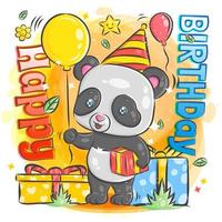 süßer Panda feiert Geburtstag vektor
