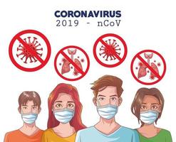 coronavirus infographic med maskerade människor vektor
