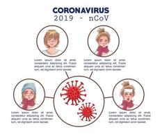 Coronavirus-Infografik mit kranken Frauenfiguren vektor