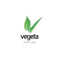 vegetarian kolla upp mark logotyp design symbol ikon vektor