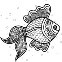 Schwarz-Weiß-Vektor-Illustration eines Fisches. vektorillustration eines karpfens. eine idee für ein logo, modeillustrationen, zeitschriften, kleidungsdruck, werbung, tätowierungsskizze oder mehendi. vektor