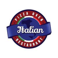 italiensk blå pizza emblem logotyp tecken symbol ikon vektor