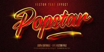 Popstar-Text, glänzender roter und goldener Texteffekt