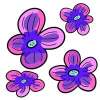 bunte leuchtende rosa und violette Blumen. einzigartiges Design. vektor