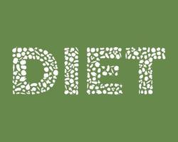 Word-Diät bestehend aus Obst und Gemüse, Illustration für ein vegetarisches oder veganes Menü. vektor