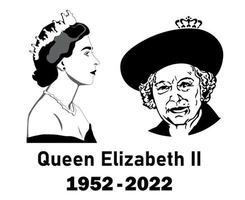 drottning Elizabeth ansikte porträtt 1952 2022 svart brittiskt förenad rike nationell Europa vektor illustration abstrakt design element