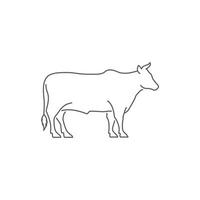 Symbol für lineare Silhouette von Kuh oder Rind. Vektor lineare Silhouette der Kuh. Farm Line Art Logo-Design-Vorlage. Lineares Symbol für Rinder. Black-Angus-Logo-Design