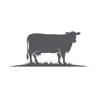 Silhouettensymbol für Kuh oder Rind. Vektorsilhouette der Kuh. Bauernhof-Logo-Design-Vorlage. Rinder-Symbol. Black-Angus-Logo-Design vektor