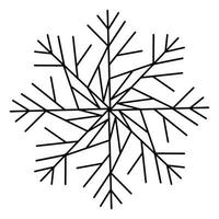 Vektor-Illustration einer geometrischen Schneeflocke auf einem weißen Hintergrund isoliert. abstraktes wintermuster für symbole, dekor und weihnachtsdekorationen vektor