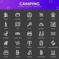 Camping-Icon-Pack mit schwarzer Farbe vektor