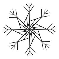 vektor illustration av en geometrisk minimalistisk snöflinga på en vit isolerat bakgrund. abstrakt vinter- klotter för ikoner, dekor och jul dekorationer