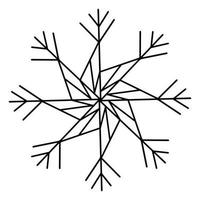 vektorillustration einer geometrischen minimalistischen schneeflocke auf einem weißen isolierten hintergrund. abstraktes wintergekritzel für symbole, dekor und weihnachtsdekorationen vektor