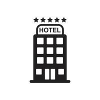 eps10 schwarzes Vektorhotel abstraktes festes Symbol isoliert auf weißem Hintergrund. Hotel mit fünf Sternen gefülltes Symbol in einem einfachen, flachen, trendigen, modernen Stil für Ihr Website-Design, Logo und mobile Anwendung vektor