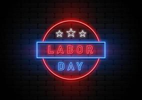 Happy Labor Day Hintergrund mit Neonlicht vektor