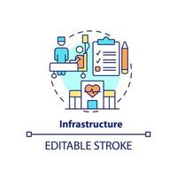 infrastruktur begrepp ikon. snabb svar till virus. pandemi beredskap ansträngning abstrakt aning tunn linje illustration. isolerat översikt teckning. redigerbar stroke. vektor