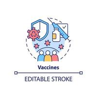 Symbol für das Konzept von Impfstoffen. Booster-Injektion. Pandemievorsorge klinische Forschung abstrakte Idee dünne Linie Illustration. isolierte Umrisszeichnung. editierbarer Strich. vektor