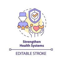 Symbol für das Konzept der Gesundheitssysteme stärken. medizinische Experten. Pandemieprävention abstrakte Idee dünne Linie Illustration. isolierte Umrisszeichnung. editierbarer Strich. vektor