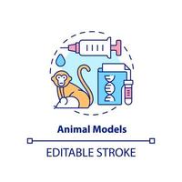 djur- modeller begrepp ikon. pandemi beredskap preklinisk forskning abstrakt aning tunn linje illustration. isolerat översikt teckning. redigerbar stroke. vektor