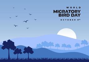 värld flyttande fågel dag bakgrund på oktober 9:e. vektor