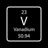 vanadin symbol. kemiskt element i det periodiska systemet. vektor illustration.