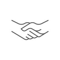 Handshake-Vektorsymbol. Geschäftssymbol lineares Design. Präsentations-, Website- oder App-Elemente. Symbol für Business-Handshake oder Vertragsvereinbarung. Vereinbarungssymbol. Nächstenliebe-Symbol. Vektor-Illustration vektor