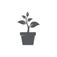 Blatt- und Topfsymbol. Topfpflanze Symbol trendiges Design. Blatt auf Topf-Icon-Vektor. Garten-Logo. Vektor-Illustration vektor