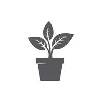 Blatt- und Topfsymbol. Topfpflanze Symbol trendiges Design. Blatt auf Topf-Icon-Vektor. Garten-Logo. Vektor-Illustration vektor