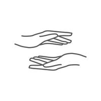 handzeichnungsgeste mit linearem design. Hand-Icon-Vektor. Handsymbol des Gebens des Symbols. Handpflege-Logo-Design. Vektor-Illustration vektor