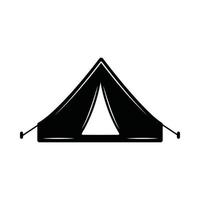 Vintage Retro-Zelt für Camping. kann wie emblem, logo, abzeichen, etikett verwendet werden. markieren, plakatieren oder drucken. monochrome Grafik. vektor