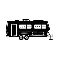 årgång retro skåpbil buss för camping. kan vara Begagnade tycka om emblem, logotyp, bricka, märka. märke, affisch eller skriva ut. svartvit grafisk konst. vektor