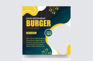 restaurant angebot menü design leckeres essen menü banner pizza burger social media hähnchen braten cover design post cover banner thumbnail design template vektor