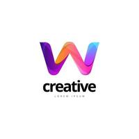vibrerande trendig färgrik kreativ brev w logotyp vektor