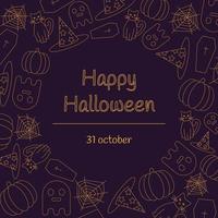 Fröhliches Halloween-Banne auf lila Hintergrund. vektor