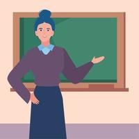 lärare kvinna med svarta tavlan vektor