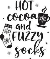 varm kakao och suddig strumpor, glad jul, tomte, jul Semester, vektor illustration fil