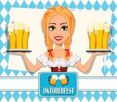 oktoberfest. ung flicka som bär bayersk kostym vektor